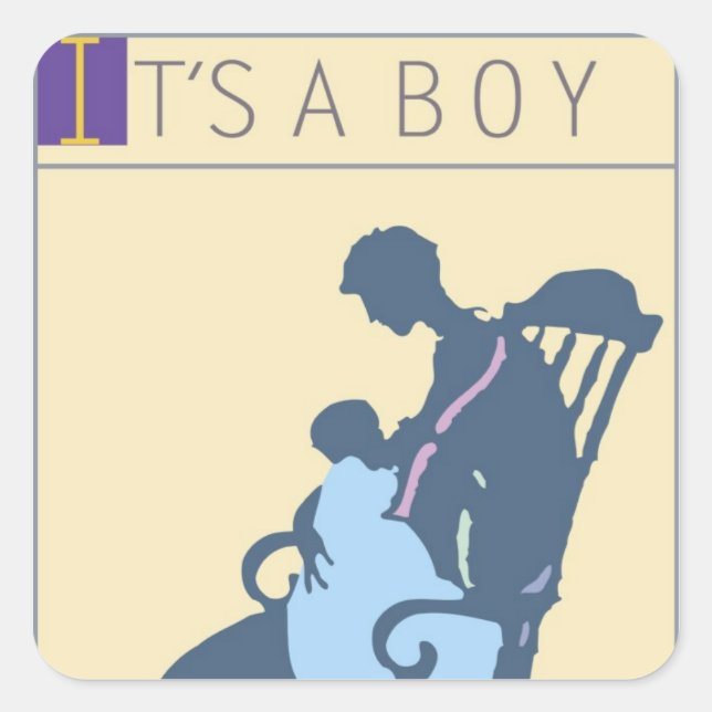 <It's a Boy>von Steve Collier Quadratischer Aufkleber (Vorderseite)