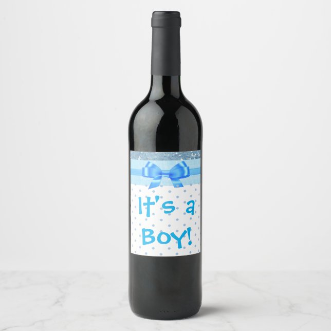 "It's a Boy" Weinflaschen-Etikett Weinetikett (Vorderseite)