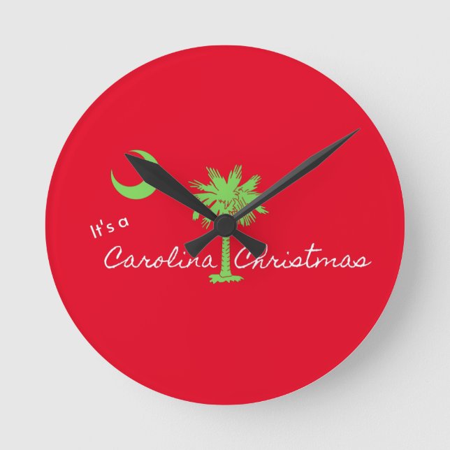It's A Carolina Christmas South Carolina Holiday  Runde Wanduhr (Vorderseite)