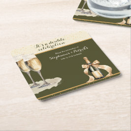 It's a Double Celebration Green Champagne Birthday Rechteckiger Pappuntersetzer