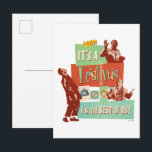 It's a Festivus for the Rest of Us Postkarte<br><div class="desc">Celebrate the holiday season on your own terms with this vibrant Festivus graphic! Inspired by the classic Seinfeld episode "The Strike, " this design captures the hilarious spirit of the holiday created by Frank Costanza as a "hates-all" alternative to the commercialized season. Featuring a retro, collage-style aesthetic, this graphic includes...</div>