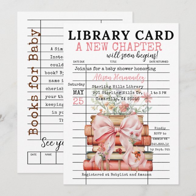 It's a Girl! A New Chapter Baby Shower Einladung (Vorne/Hinten)