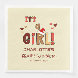 It's a Girl! Christmas Santa Hat Baby Shower Serviette