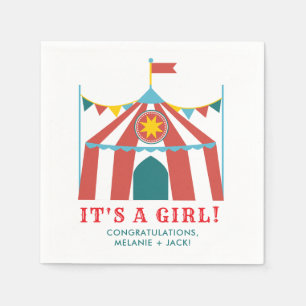 It's a Girl Cute Circus Gender Reveal Baby Shower Serviette