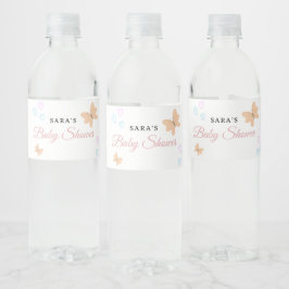 It's a Girl Cute handdraw butterflies Baby Shower Wasserflaschenetikett