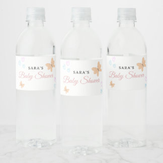 It's a Girl Cute handdraw butterflies Baby Shower Wasserflaschenetikett