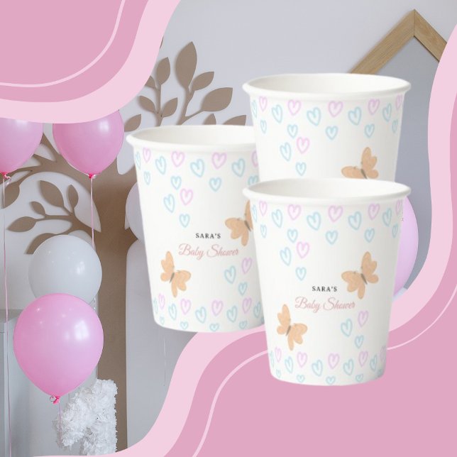It's a Girl Cute handdrawn butterflies Baby Shower Pappbecher (It's a Girl Cute handdrawn school watercolor Baby Shower Cartoon Paper Cup/wight color
For more adva)