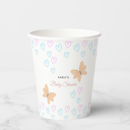 It's a Girl Cute handdrawn butterflies Baby Shower Pappbecher