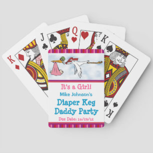 It's a Girl Diaper Keg Personalized Playing Cards Spielkarten