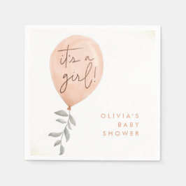 Its A Girl Eucalyptus Greenery Balloon Baby Shower Serviette