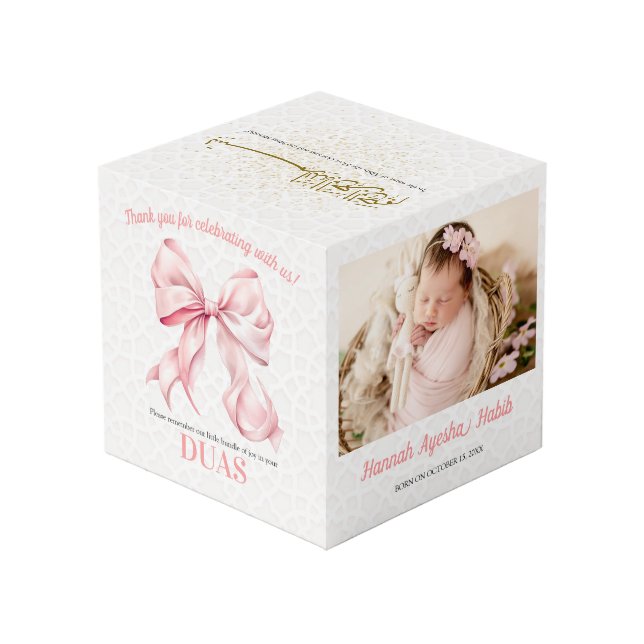 It's a Girl Gift Photo Würfel (Rückseite Schrägansicht)