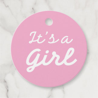׳It's a Girl׳ Klassisches rosa Babyshower-Geschenk Geschenkanhänger
