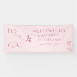 It's A Girl! Minimalism Pastel Pink Baby Shower Banner