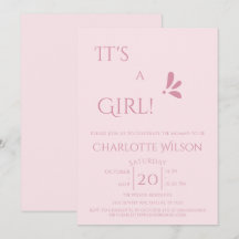 It's A Girl! Minimalism Pastel Pink Baby Shower