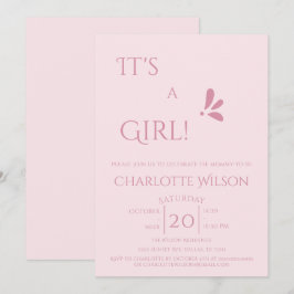 It's A Girl! Minimalism Pastel Pink Baby Shower Einladung