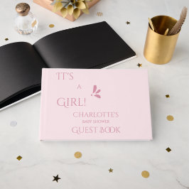 It's A Girl! Minimalism Pastel Pink Baby Shower Gästebuch