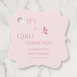 It's A Girl! Minimalism Pastel Pink Baby Shower Geschenkanhänger
