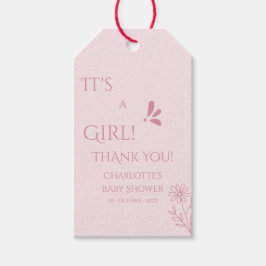 It's A Girl! Minimalism Pastel Pink Baby Shower Geschenkanhänger