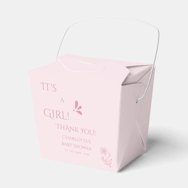 It's A Girl! Minimalism Pastel Pink Baby Shower Geschenkschachtel (Vorderseite)