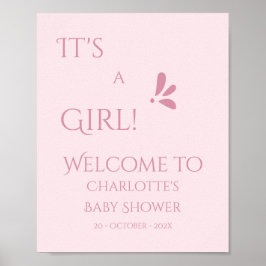 It's A Girl! Minimalism Pastel Pink Baby Shower Poster