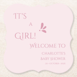 It's A Girl! Minimalism Pastel Pink Baby Shower Untersetzer