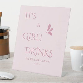 It's A Girl! Minimalism Pastel Pink Drinks Sockelschild