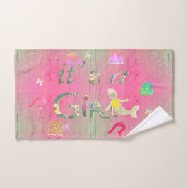 "It's a Girl" Pink Baby Kleidung Illustration Badhandtuch Set