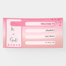 It's A Girl! Pink Gradient Cute Baby Shower Banner