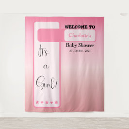 It's A Girl! Pink Gradient Cute Photo Backdrop Wandteppich