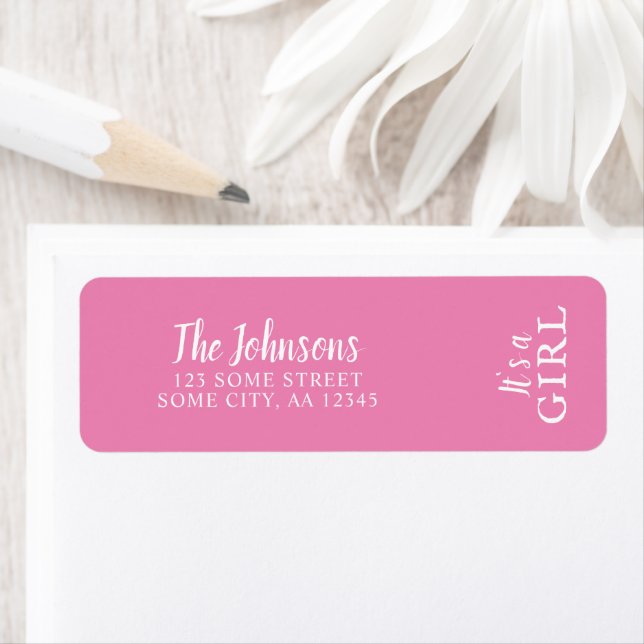 It's a Girl Pink Typography Baby Shower Address (Insitu)