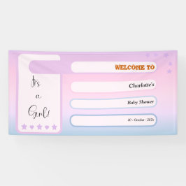 It's A Girl! Purple Gradient Cute Baby Shower Banner