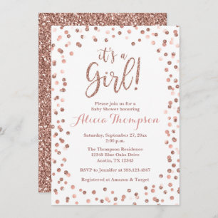 It's a Girl Rose Gold Baby Shower Invitation Einladung