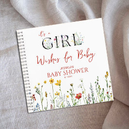 It's a Girl Spring Flowers Shower Wishes for Baby Notizbuch