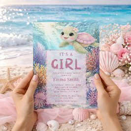 It's a Girl Under the Sea Turtle Girl Baby Shower Einladung