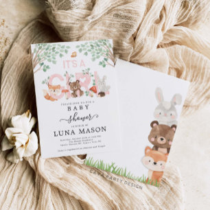 Its a Girl Woodland Baby Shower Invitation Einladung