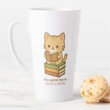 It's a good day to read a book cute cat teacher