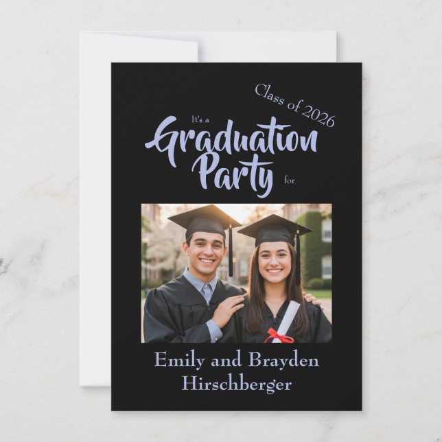 It's a Graduation Party - Black w/Photo Einladung (Vorderseite)