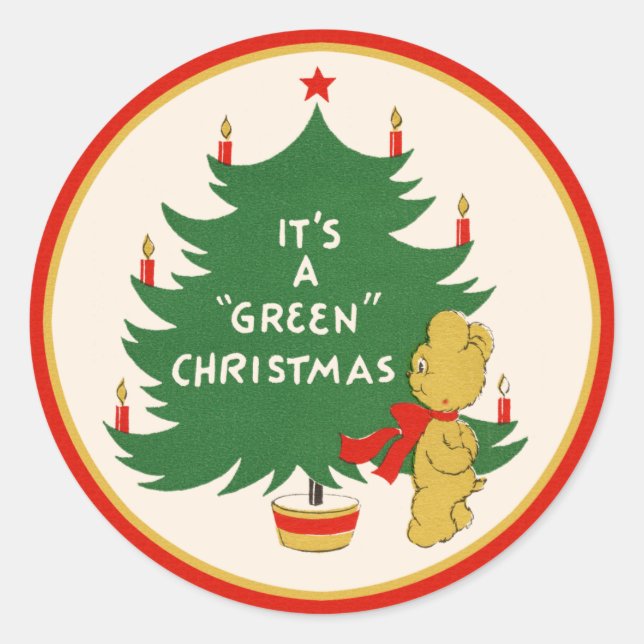 "It's a Green Christmas"-Aufkleber Runder Aufkleber (Vorderseite)