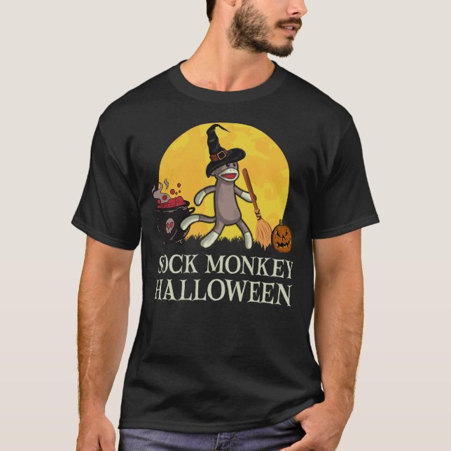 It's a Sock Monkey Halloween Sock Monkey Witch T-Shirt (Vorderseite)