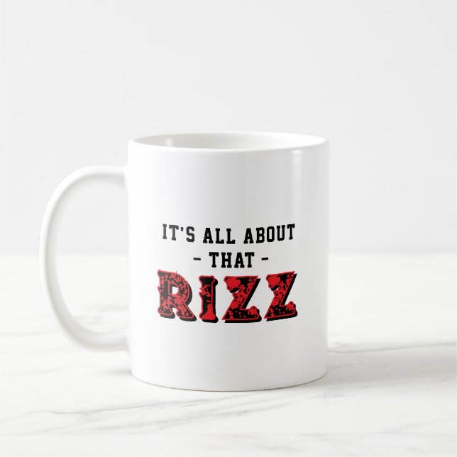 It's All About That Rizz Red Gray Kaffeetasse (Links)