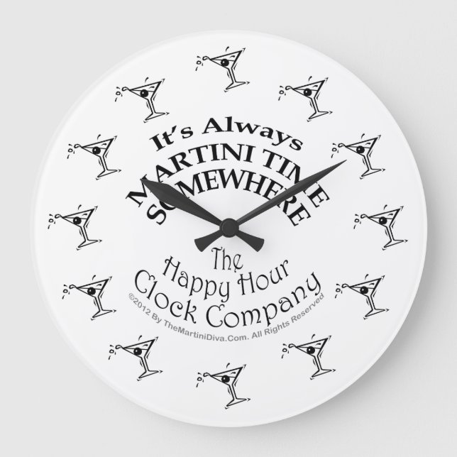 IT'S ALWAYS MARTINI TIME SOMEWHERE WALL CLOCK GROßE WANDUHR (Vorderseite)