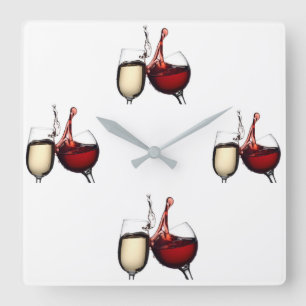 ***IT'S ALWAYS "WINE" O'CLOCK*** QUADRATISCHE WANDUHR