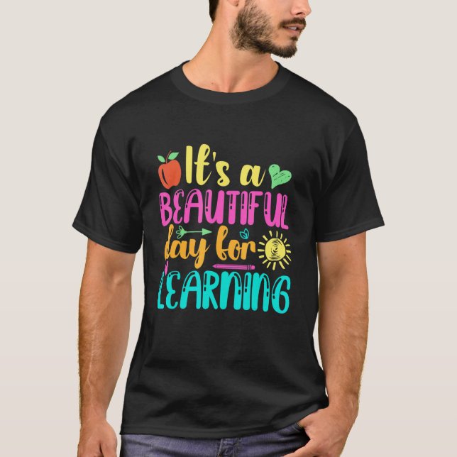 It's Beautiful Day For Learning Retro Teacher Stud T-Shirt (Vorderseite)