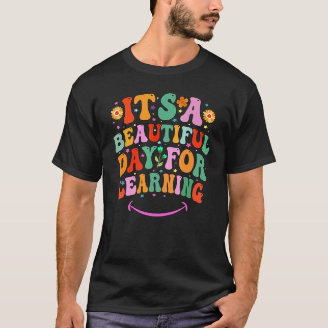 It's Beautiful Day For Learning Retro Teacher Stud T-Shirt (Vorderseite)