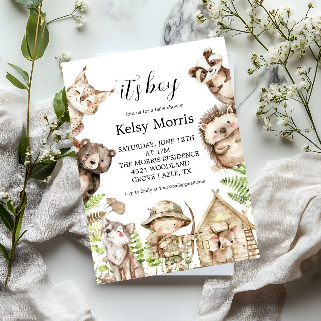 its boy Rustic Woodland Baby Shower Invite Einladung (Von Creator hochgeladen)