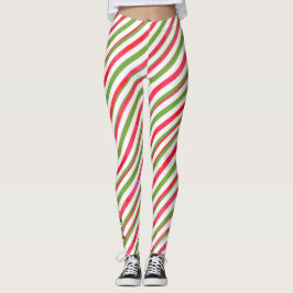 "It's Candy Cane Season" Grüne und rote Streifen Leggings