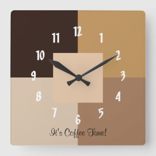 It's Coffee Time! Quadratische Wanduhr