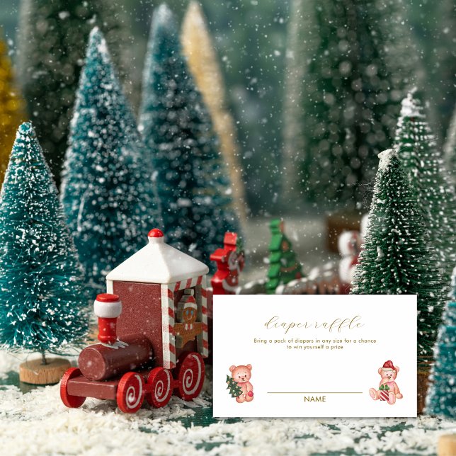 It's Cold Outside Bear Diaper Raffle Baby Shower  Begleitkarte (It's Cold Outside Bear Diaper Raffle Baby Shower Enclosure Card)