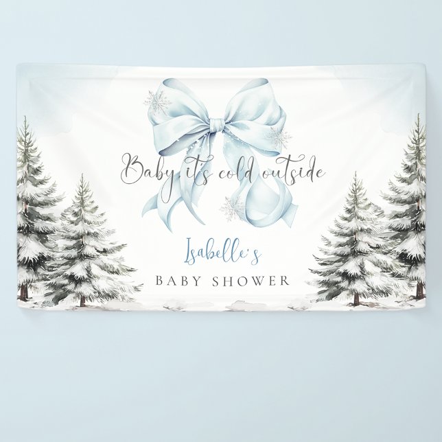 It's Cold Outside Blue Bow Baby Shower Party Banner (Von Creator hochgeladen)