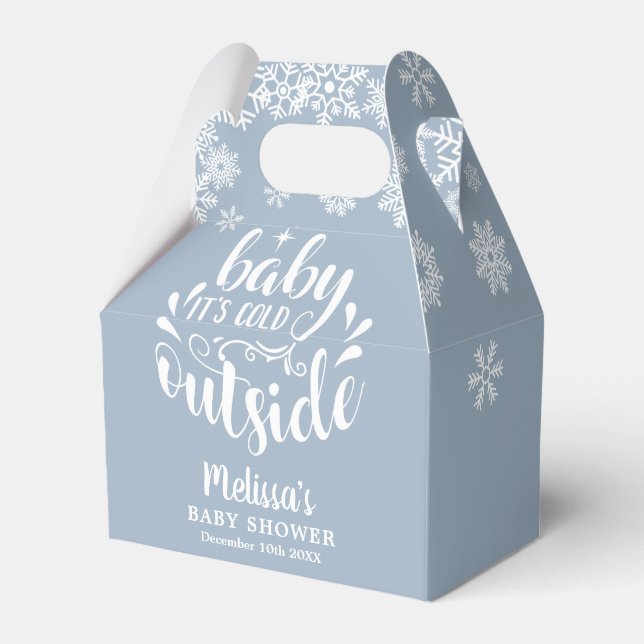 It's Cold Outside Blue Boy Winter Baby Shower Geschenkschachtel (Vorderseite)